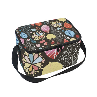 

ALAZA Insulated Lunch Box Colorful Leaves Flowers Lunch Bag for Men Women Portable Tote Bag Cooler Bag