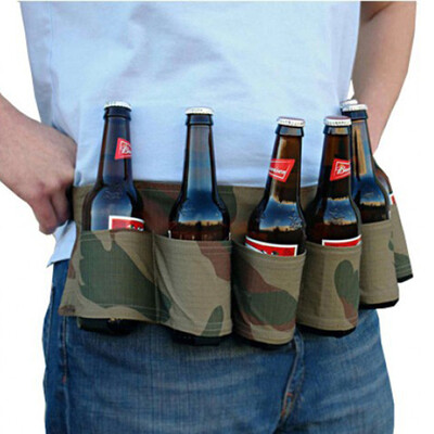 

Outdoor Six Pack Beer Bottle Belt Portable Beverage Waist Bag Camping Gathering Drink Soda Cans Holder Hands Free Drink Carrier Be