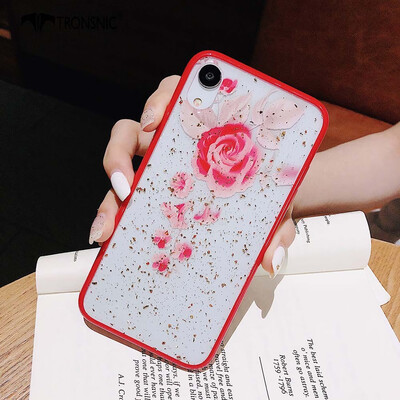 

Tronsnic Glitter Phone Case for iPhone X XS Strawberry Gold Foil Case Love Rose Flower Zebra Red Luxury