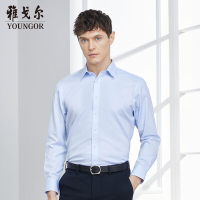 

Youngor shirt mens 2019 spring youth mens casual dress shirt YLDP100163IJA blue 38