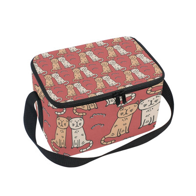 

ALAZA Insulated Lunch Box Red And White Cats Lunch Bag for Men Women Portable Tote Bag Cooler Bag