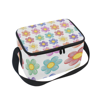 

ALAZA Lunch Box Insulated Colorful Little Flowers Lunch Bag Large Cooler Tote Bag for Men Women