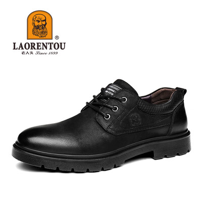 

Old man head LAORENTOU leather shoes mens suede leather outdoor leisure wild comfortable low to help round head strap 87100329 black 40