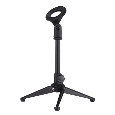 

Portable Foldable Desktop Mini Microphone Tripod Stand with Adjustable Mic Clip Holder Bracket