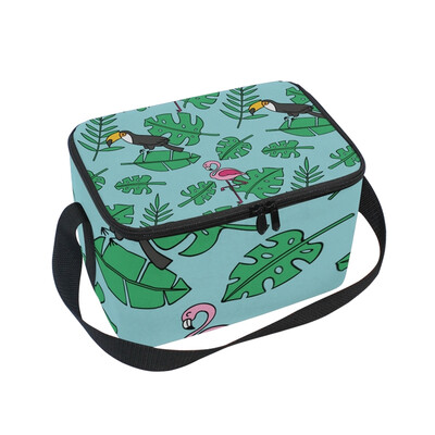 

ALAZA Lunch Box Insulated Flamingo Leaf Lunch Bag Large Cooler Tote Bagfor Men Women
