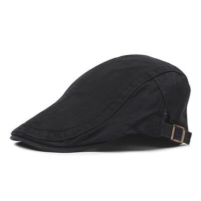 

Vintage Men Women Plain Peaked Cap Casquette Breathable Cotton Beret Newsboy Hat Cabbie Headwear