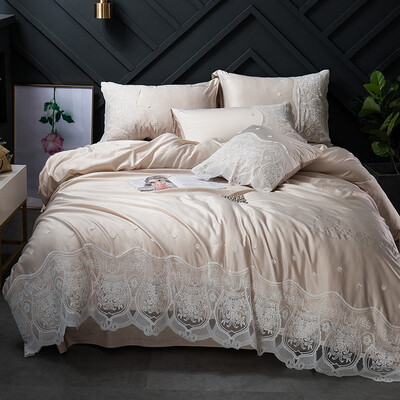 

Home textile cotton sheets quilt cover silk Tencel four-piece cotton lace bedding