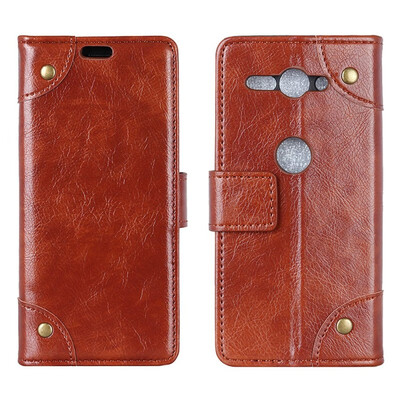 

MOONCASE Sony Xperia XZ2 Compact Copper Buckle Napa Leather Case - Brown