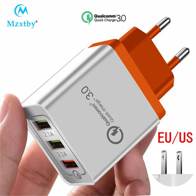 

Mzxtby 3 Ports Quick Charge 30 18W Charger for iPhone Samsung Xiaomi Huawei Honor redmi Mi QC30 Fast Charging USB Wall Charger