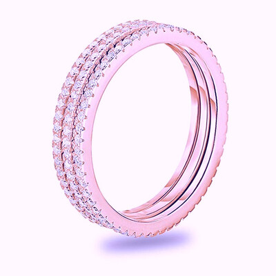 

14K Gold Plated Sterling Silver Cubic Zirconia Stackable Eternity Band Wedding Ring