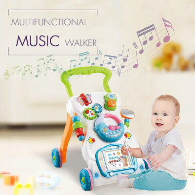 

Multifunctional Toddler Trolley Sit-to-Stand ABS Musical Walker with Adjustable Height