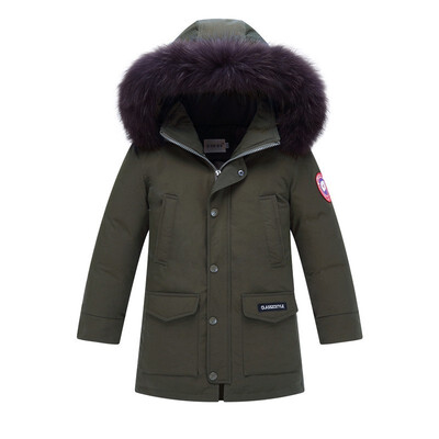 

2018 winter down jacket for boy clothes childrens clothing for snow wear kids outerwear coat hooded warm parka real Raccoon fur