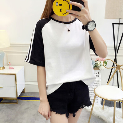 

JOY OF JOY Jingdong Womens 2019 Summer New T-Shirt Womens Tide Korean Casual Short Sleeve Loose Top Simple T-Shirt Female JWTD191786 Black