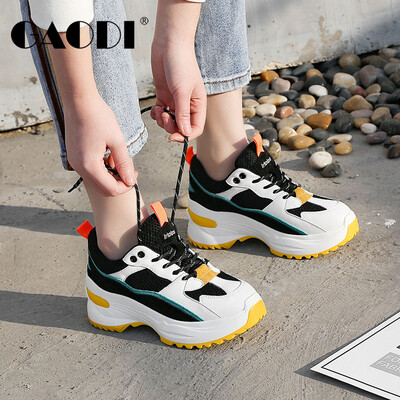 

Ms Gao Di Gao Di increased thick breathable mesh face color tie casual old shoes female black white 37