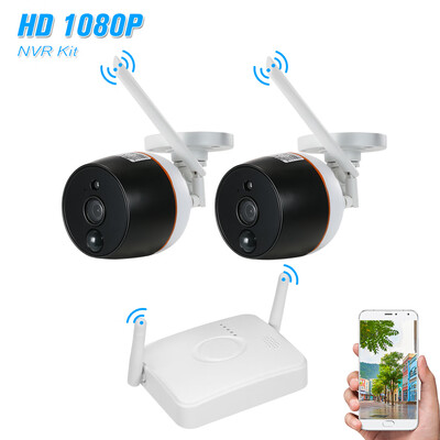 

4CH Wifi Mini NVR Kit Video Surveillance TF Card Record with 2PCS 1080P Wireless IP Camera Set Audio PIR Motion Detection Outdoor