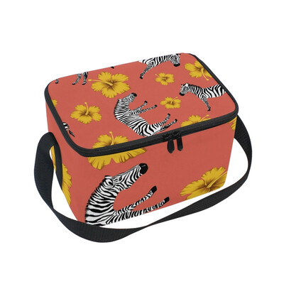 

ALAZA Lunch Box Insulated Lunch Bag Large Cooler Tote Bag Zebra Yellow for Men Women Girls Boys