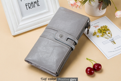

ZY Womens wallet Large Capacity Luxury Wax Genuine Leather Clutch Wallet Card Holder Organizer Ladies Purse
