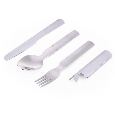 

Stainless Steel Outdoor Flatware Camping Picnic Cutlery Knife Fork Spoon Bottle Opener outdoor picnic Tableware Portable Travel Ki
