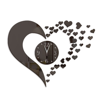 

DIY Love Heart Heart Wall Decoration 3D Mirror Wall Clock
