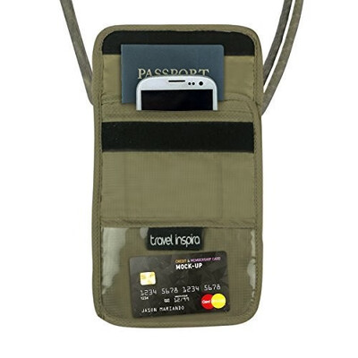 

Travel inspira Neck Wallet Passport Holder Foldable Pouch for Travel Carring & Valuables Hiding