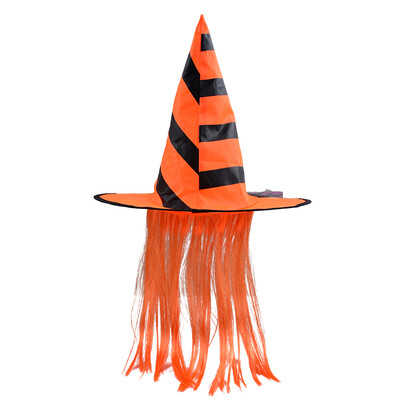 

New&new fine arts Halloween party adult wig spiral hat masquerade cosplay dress up magician props witch witch performance show top hat orange black hit color