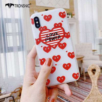 

TRONSNIC Moon Animal Dogs Love Hearts Phone Case for iPhone X XS Matte Loves Case White Silicone Covers Capa