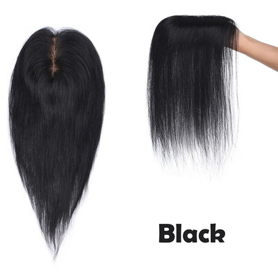 

Clips in Human Hair Topper Top Crown Closure for Thinning Hair Straight Toupee Womens Topper Wiglet Hairpieces for women