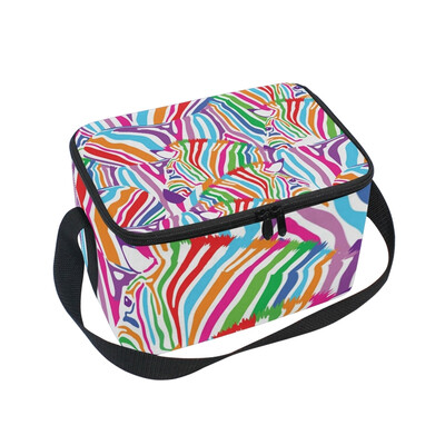 

ALAZA Insulated Lunch Box Colorful Zebra Lunch Bag for Men Women Portable Tote Bag Cooler Bag