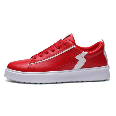 

Korean version of the wild shoes 2018 summer new leather casual shoes mens red flat fashion shoes