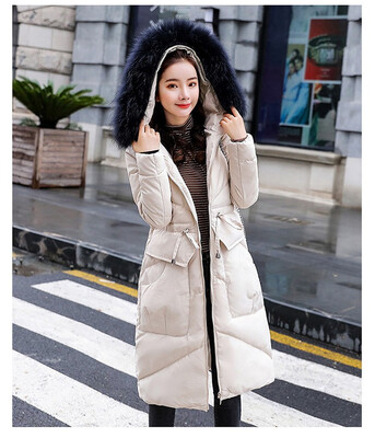 

New fashion fur collar long section warm coat winter coat cotton coat 90269