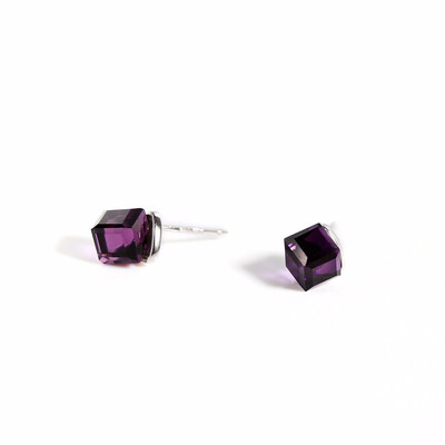 

New Women Earrings Sterling Silver Earrings Square Color Zircon Earrings