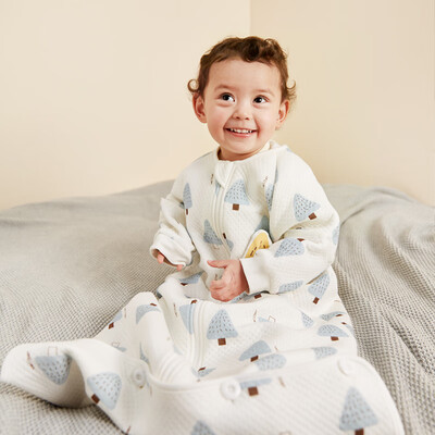 

WELLBER baby sleeping bag baby adjustable air layer childrens envelope can be sleeved summer anti-kick quilt small pine 80cm