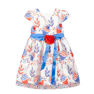 

Girls Dress Summer Sleeveless Crowned Crane Printing Dress Knee Length Cotton Lining Kids Party Gown 140CM