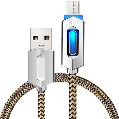 

USB Charging Cable LED prompt Connector Nylon Braided Sync Charge USB Data Cable for iPhone&Android Devices Adapter