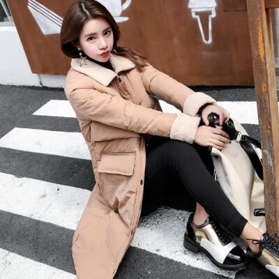 

Down jacket womens winter 2018 new Korean version of long style student cotton-padded jacket shows a trend of thin coats