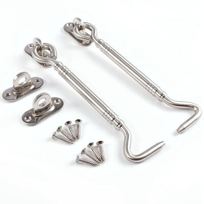 

UpperX 2x 304 stainless steel hook&eye Latch for fixing window door 6 inches 15cm