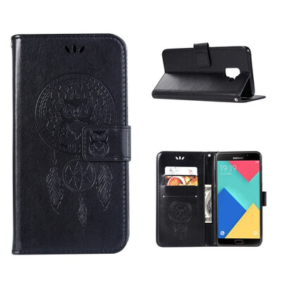 

MOONCASE Samsung Galaxy J6 Windbell Owl Embossed Leather Case - Black