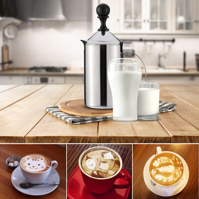 

600ml Stainless Steel Milk Frother Foamer Double Mesh DIY White Coffee Creamer for Cappuccino Latte