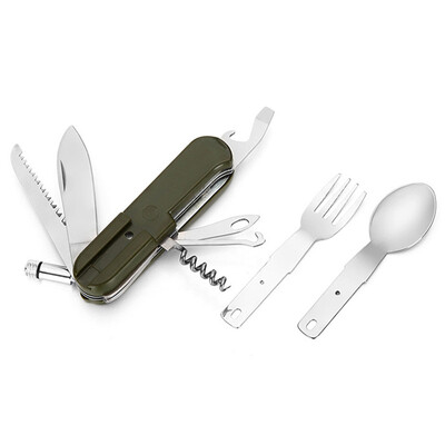 

Multifunction Outdoor Camping Picnic Stainless Steel Cutlery 9 in 1 Folding Fork