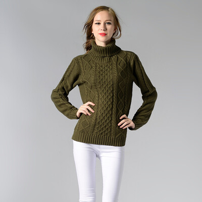 

PREISEI Autumn Winter Casual Simple Solid Warm Turtleneck Knitted Long Sleeve Thick Sweater Women Pullover Mujer