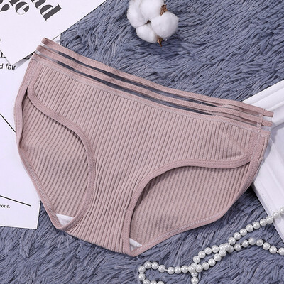 

Womens Cotton Panties Female Striped Breathable Briefs Sexy Lace Edge Underwear Women Cotton Crotch Lingerie Intimates