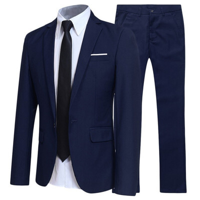 

New Mens Slim Business Casual Suit two-piece Sports Jacket Suit Pant one button Groom suit S-6XL Clearance Sale