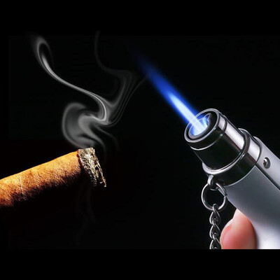 

Windproof Vertical Butane Jet Hit Fire Machine Flamethrower with 45 Degree Rotating Head&Chain Protection Cover No Gas