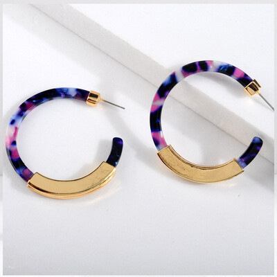 

NeillieN C-shaped acetic acid plate earrings womens fashion double-sided alloy sheet acrylic EarringsRound Earrings