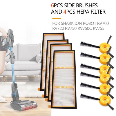 

Vacuum Cleaner Parts 6PCS Side Brushes 4PCS HEPA Filter&1 Cleaning Tool for Shark ION Robot RV700 RV720 RV750 RV750C RV755