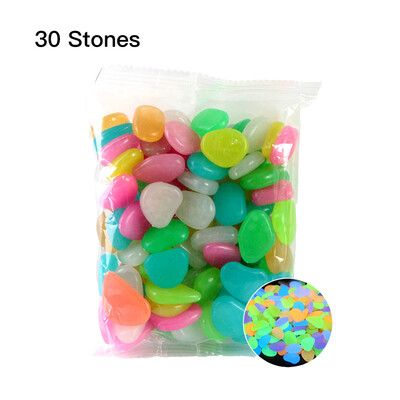 

30pcsBag Luminous Pebbles Stones Home Fish Tank Outdoor Decor Garden Walkway Glow in the Dark
