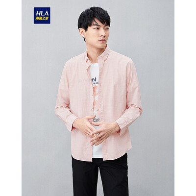 

HLA Haishus Parents Sleeve Casual Shirt Men 2019 Summer New Net Color Generous Comfortable Breathable Long Lining HNEAD2R070A Light Orange 70 16584A 38