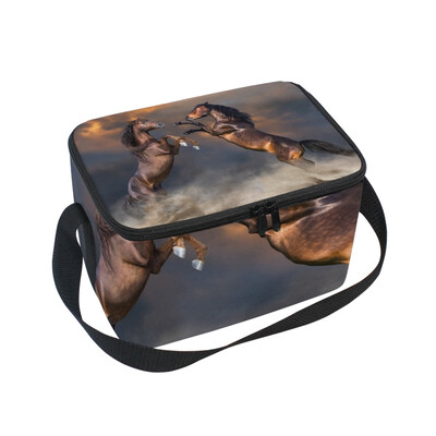 

ALAZA Lunch Box Insulated Lunch Bag Large Cooler Horses Rearing Up Tote Bag