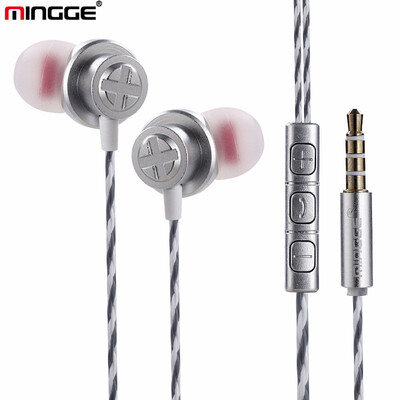 

MINGGE famous M18 in-ear subwoofer metal volume control with wheat belt self-timer eating chicken mobile phone headset