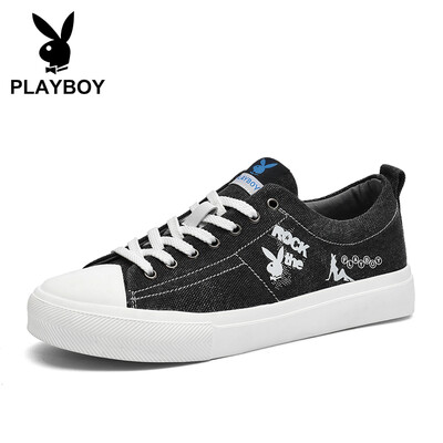 

Playboy PLAYBOY England low cut casual vulcanized canvas shoes mens flat comfortable DS85239 black 44